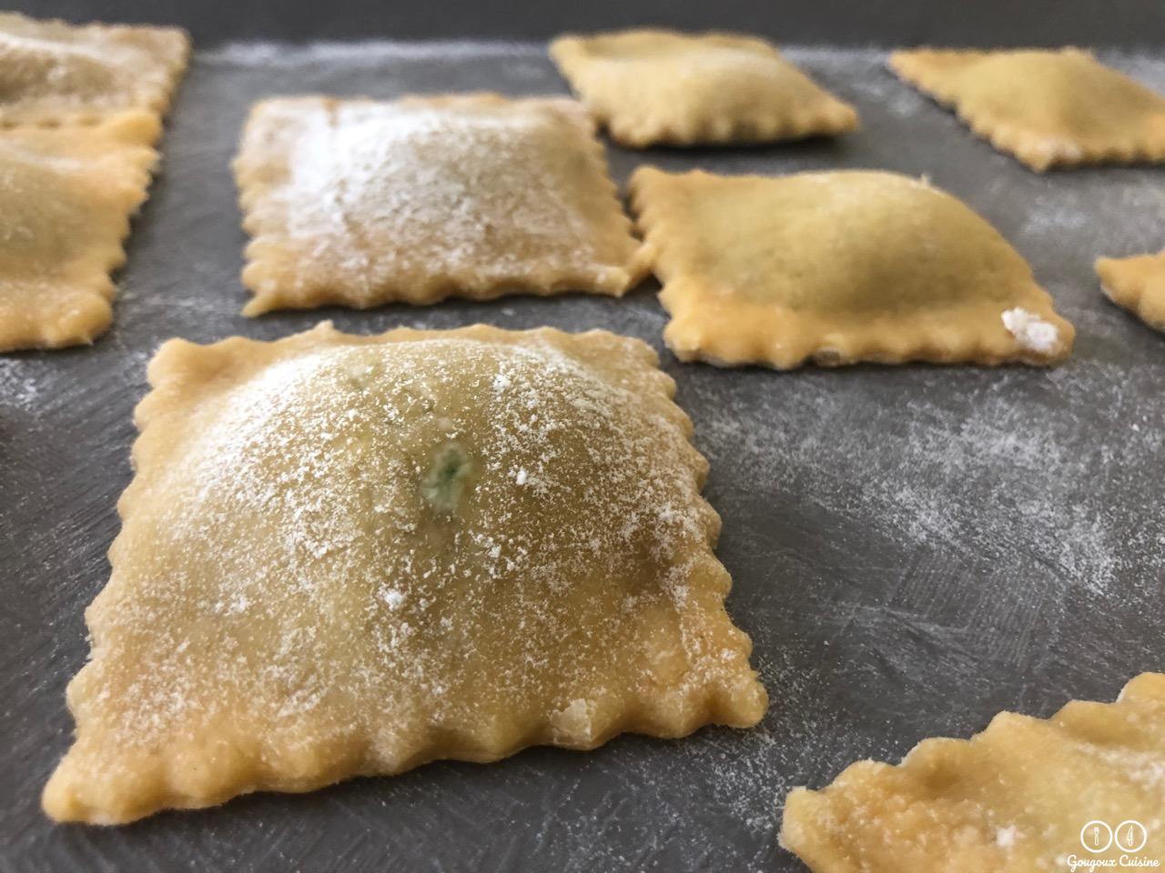 Raviolis chèvre épinards
